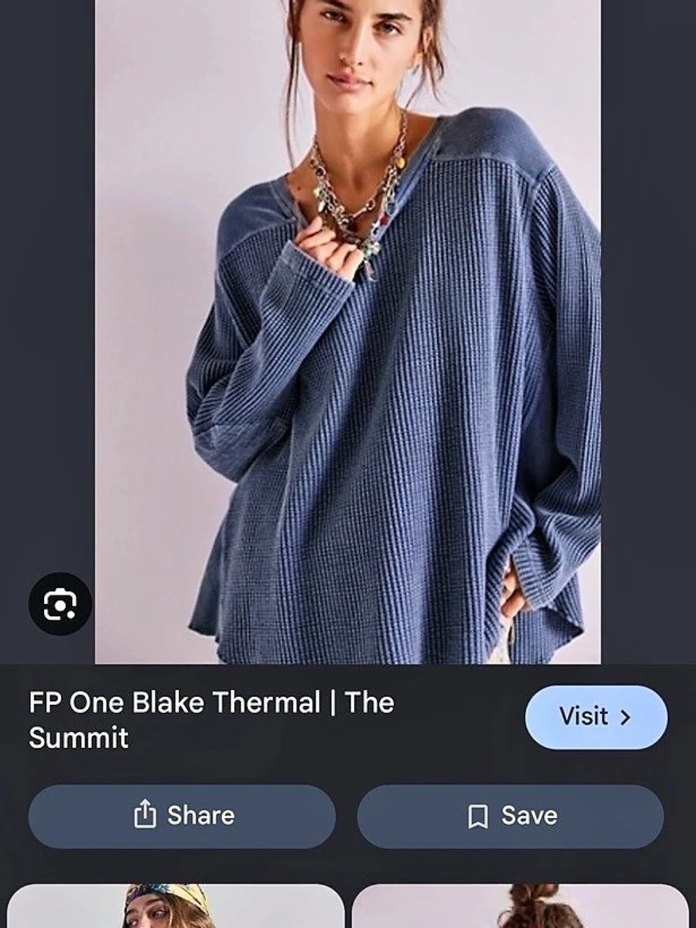Free People FP One Blake Thermal Long Sleeve Top in Blue